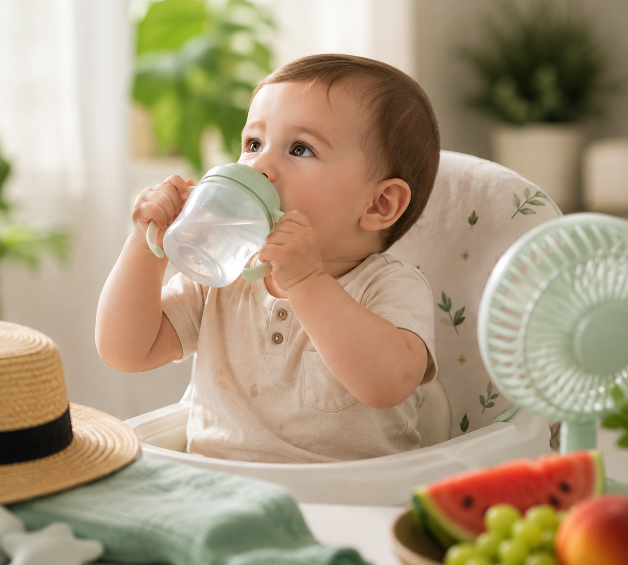 Hydratation de bébé en été : faut-il lui donner plus d’eau quand il fait chaud ?