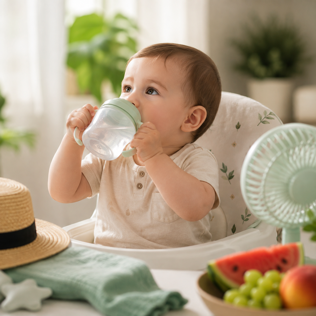 Hydratation de bébé en été : faut-il lui donner plus d’eau quand il fait chaud ?