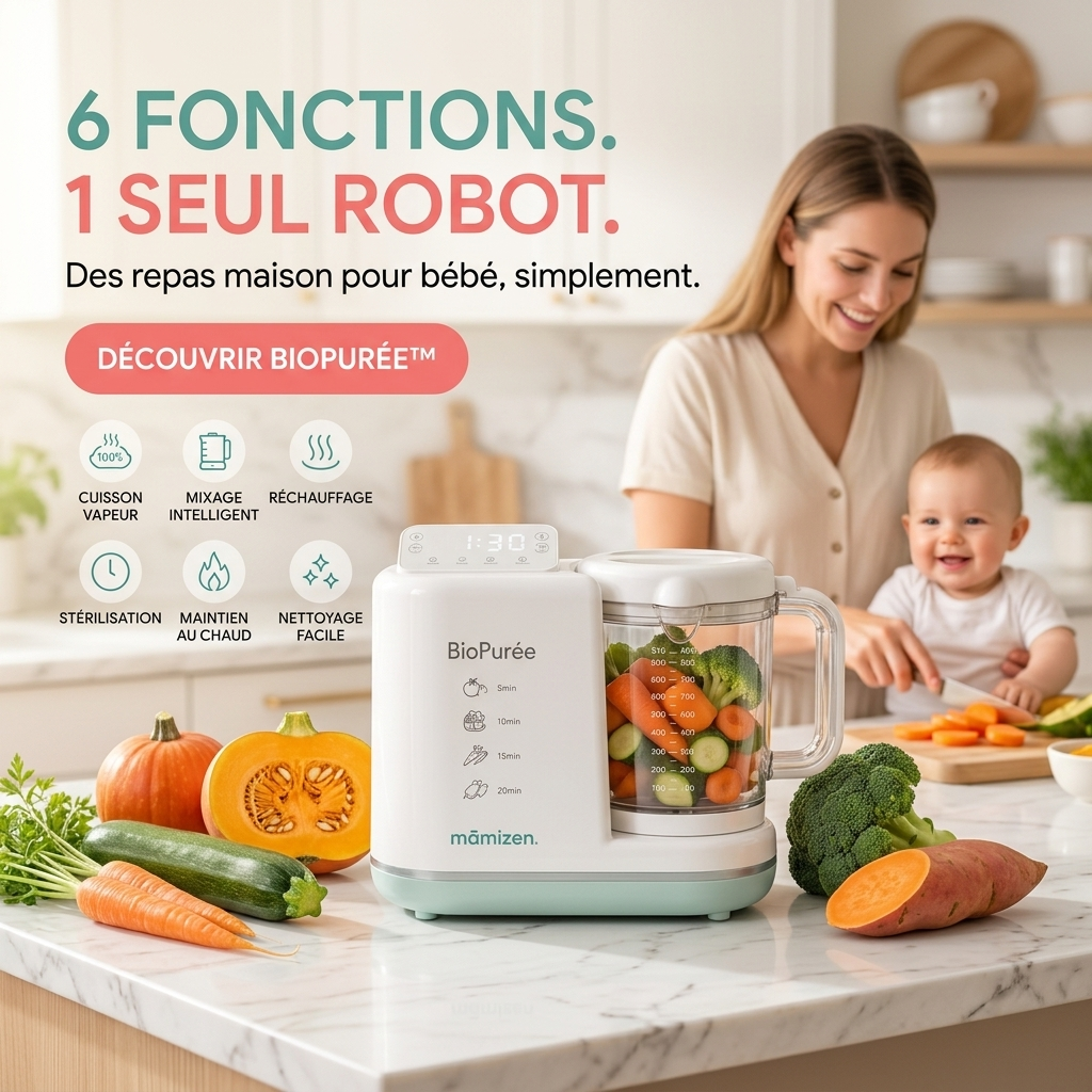 Mamizen BioPurée™ – Robot Culinaire Bébé Intelligent 6-en-1 - Promo Lancement