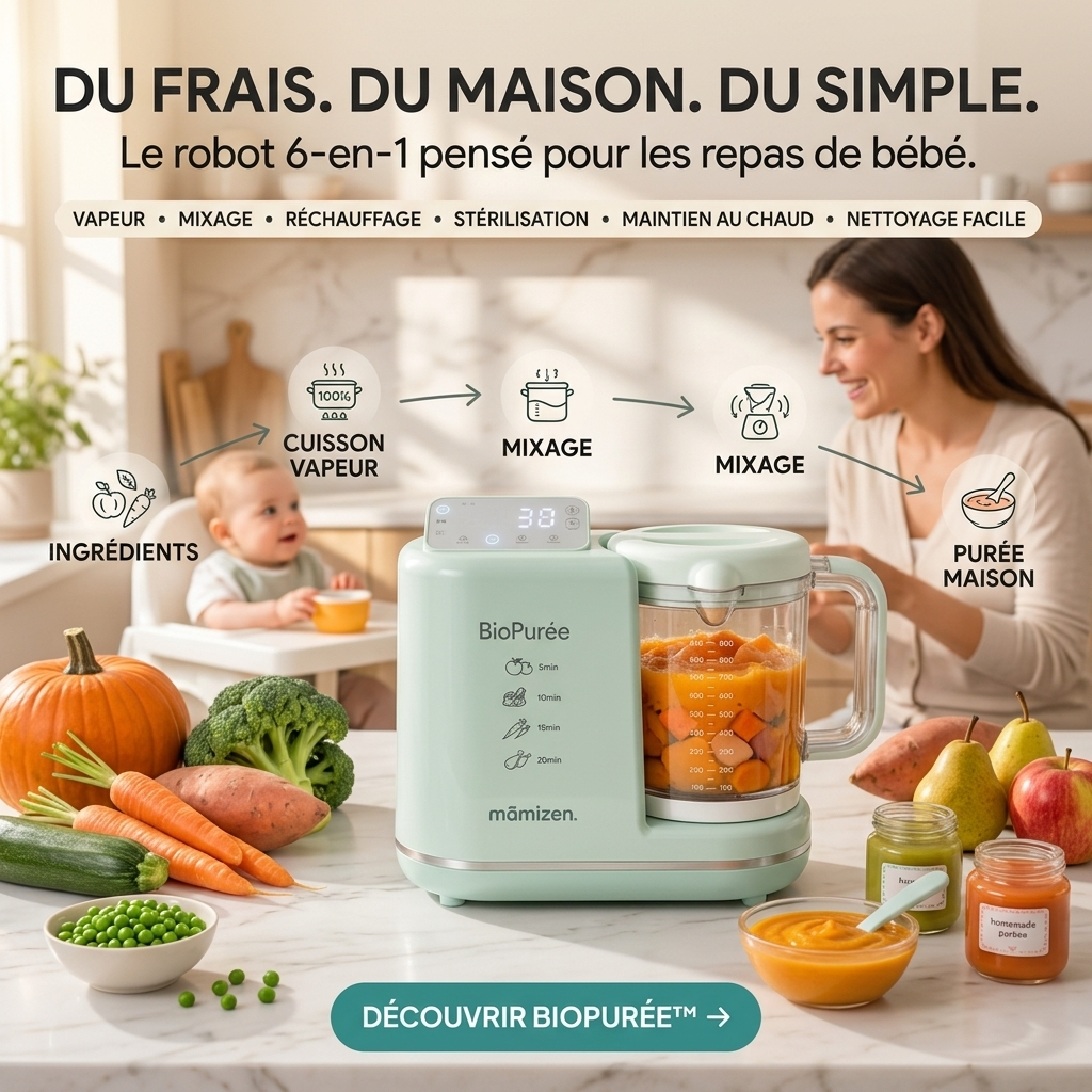 Mamizen BioPurée™ – Robot Culinaire Bébé Intelligent 6-en-1 - Promo Lancement