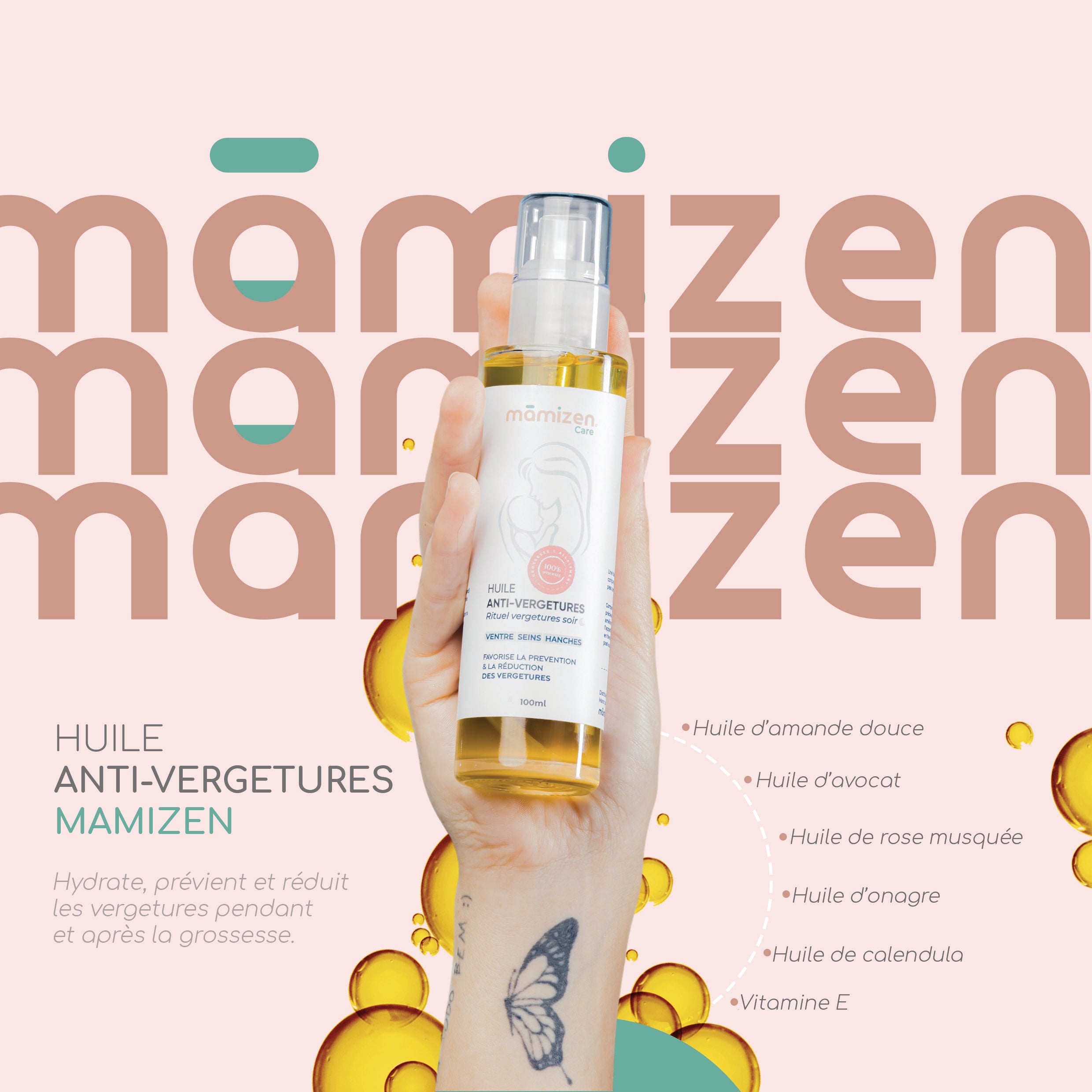 Huile Anti-Vergetures – Grossesse & Post-Partum – Mamizen Care